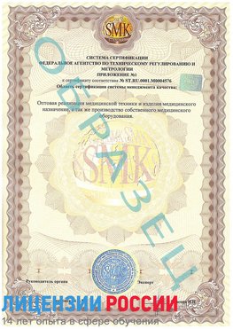 Образец сертификата соответствия (приложение) Старая Чара Сертификат ISO 13485