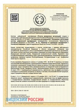 Приложение к сертификату для ИП Старая Чара Сертификат СТО 03.080.02033720.1-2020